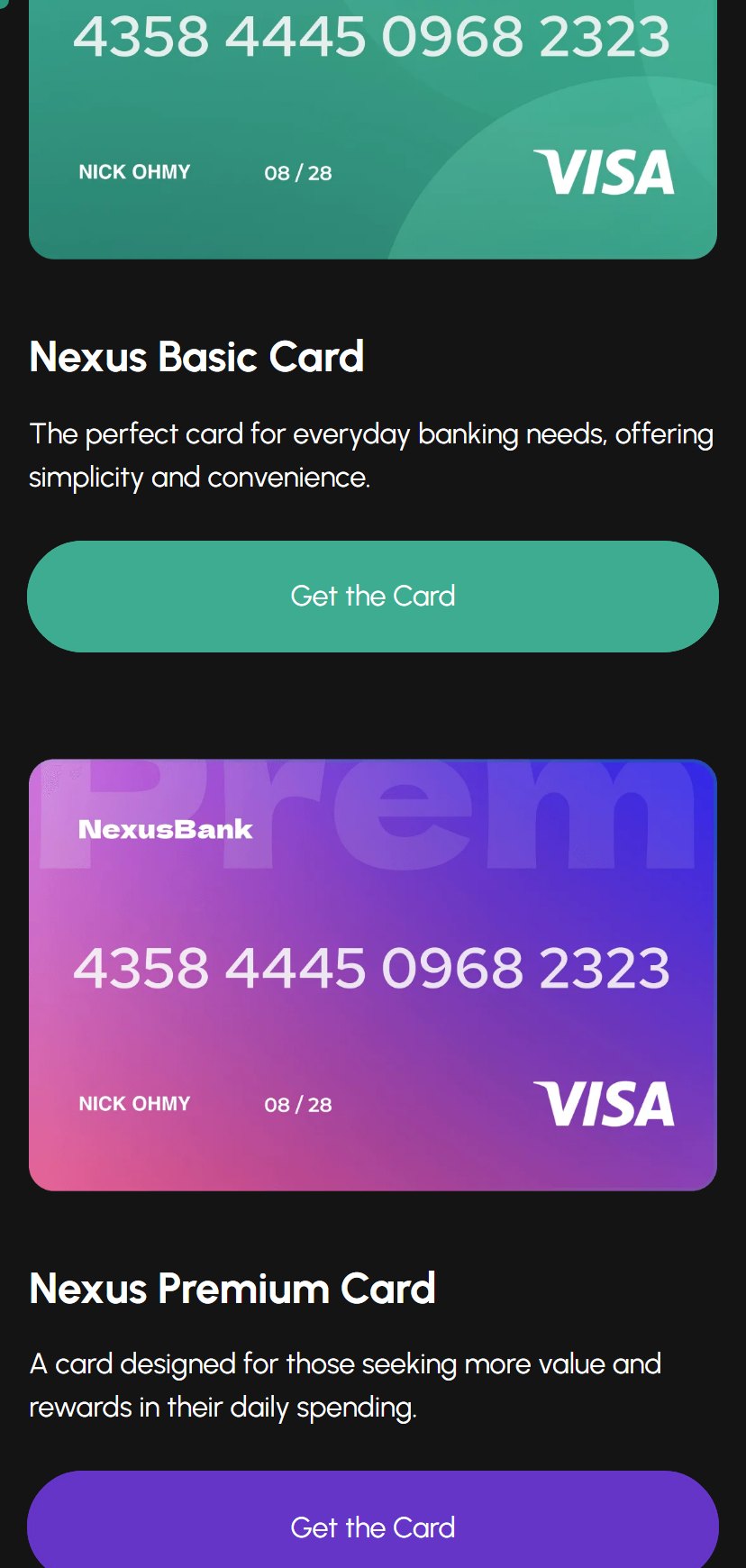 Nexus Bank mobile experience